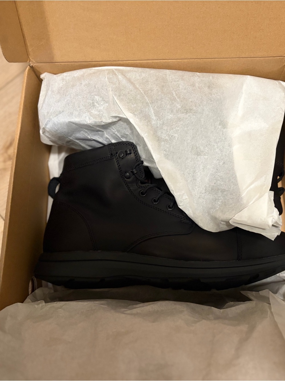 Men's Black Lace-Up Work Boots
